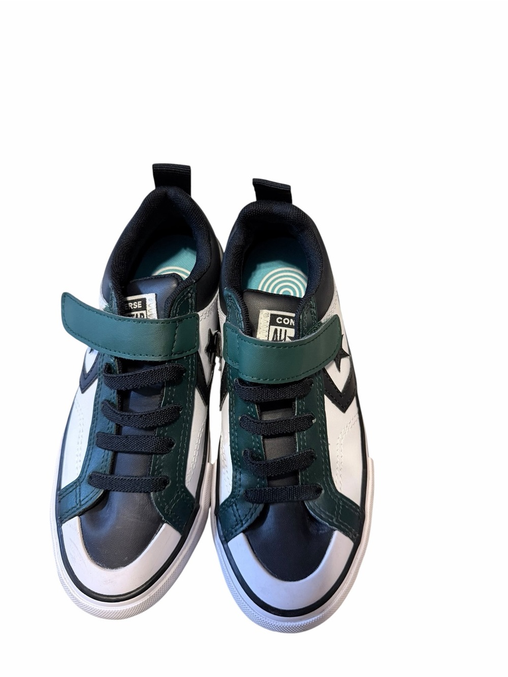 💜BUNDLE CONVERSE & VANS Kids Black & Green Casual Sneakers - Velcro Comfort - Picture 3 of 12